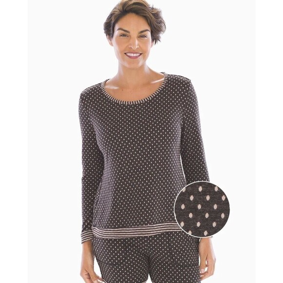 Soma Reversible Double Knit Pajamas Large 2 in 1 Shorts Long Sleeve Pink Gray - Picture 2 of 16